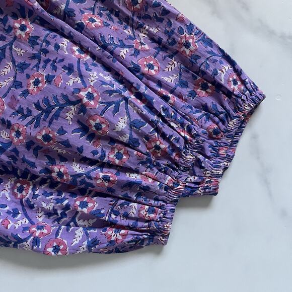 Emerson Fry Emmaline Blouse Violet Wildflowers Cotton Peasant Prairie Top Size S - Picture 10 of 13